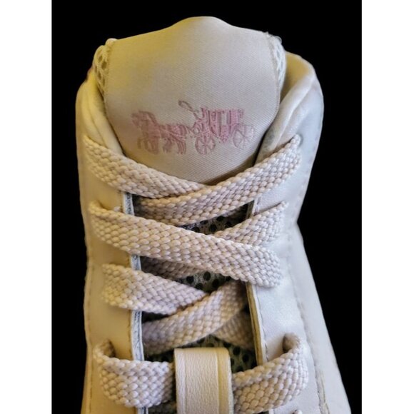 Vintage Coach Women's High-Top Sneakers Size 8.5B Pink & White Leather - Picture 5 of 7